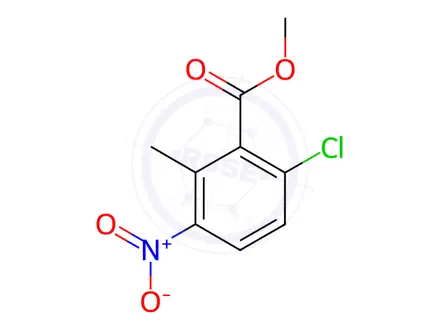 Chemical structure of Benzoic acid, 6-chloro-2-methyl-3-nitro-, methyl ester