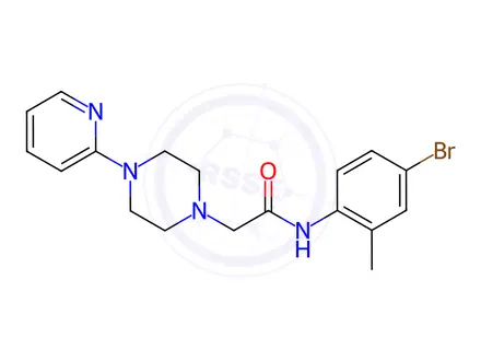 Chemical structure of N-(4-bromo-2-methylphenyl)-2-(4-(pyridin-2-yl)piperazin-1-yl)acetamide