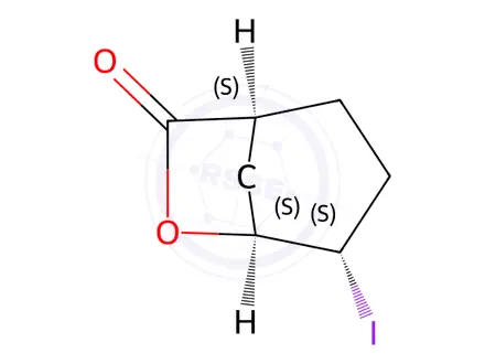Chemical structure of (1S,4S,5S)-4-iodo-6-oxabicyclo[3.2.1]octan-7-one