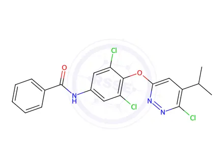 Chemical structure of N-(3,5-dichloro-4-((6-chloro-5-isopropylpyridazin-3-yl)oxy)phenyl)benzamide