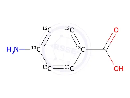 Chemical structure of 4-Aminobenzoic Acid-13C6