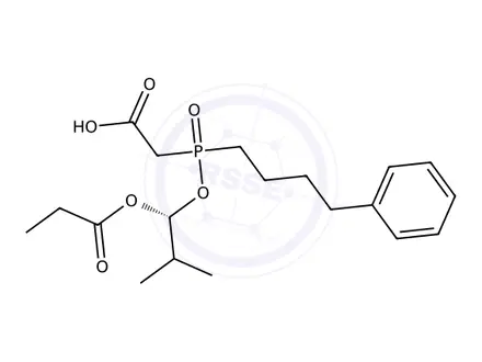 Chemical structure of (S)-Quinolin-4-yl((1S,2S,4S,5R)-5-vinylquinuclidin-2-yl)methanol 2-(((R)-2-methyl-1-(propionyloxy)propoxy)(4-phenylbutyl)phosphoryl)acetate