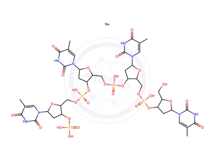 Chemical structure of OLIGOTHYMIDYLIC ACID D(PT)4 SODIUM