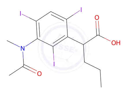 Chemical structure of 2-[3-[Methyl(acetyl)amino]-2,4,6-triiodophenyl]valeric acid