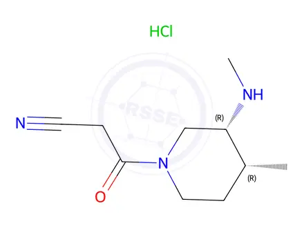 Chemical structure of 2-cyano-N-methyl-N-((3R,4R)-4-methyl piperidin-3-yl) Acetamide hydrochloride