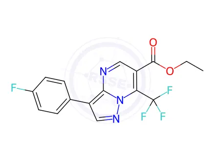 Chemical structure of Ethyl 3-(4-fluorophenyl)-7-(trifluoromethyl)pyrazolo[1,5-a]pyrimidine-6-carboxylate
