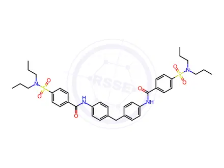 Chemical structure of N,N'-(Methylenebis(4,1-phenylene))bis(4-(N,N-dipropylsulfamoyl)benzamide)