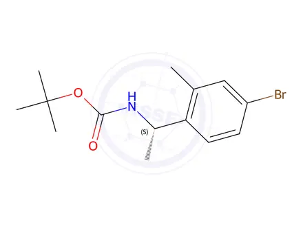 Chemical structure of (S)-[1-(4-Bromo-2-methyl-phenyl)-ethyl]-carbamic acid tert-butyl ester