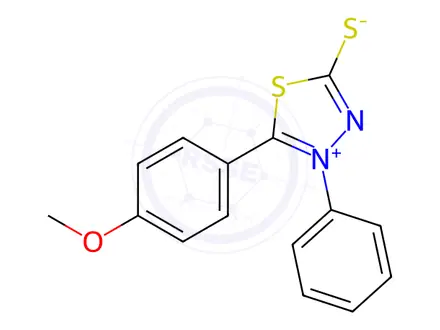 Chemical structure of 5-(4-Methoxyphenyl)-4-phenyl-1,3,4-thiadiazol-4-ium-2-thiolate
