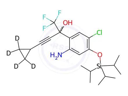 Chemical structure of 2-Amino-5-chloro-α-(cyclopropyl-d4-ethynyl)-4-isopropylsilyloxy-α-(trifluoromethyl)benzenemethanol