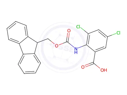 Chemical structure of 2-((((9h-Fluoren-9-yl)methoxy)carbonyl)amino)-3,5-dichlorobenzoic acid
