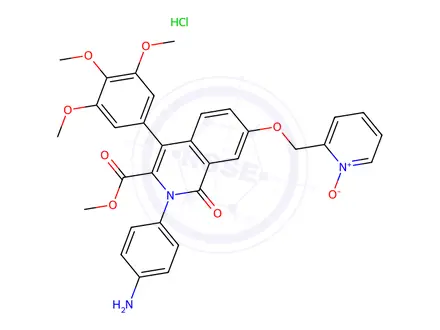 Chemical structure of 2-(4-Aminophenyl)-1,2-dihydro-7-[(1-oxido-2-pyridinyl)methoxy]-1-oxo-4-(3,4,5-trimethoxyphenyl)-3-isoquinolinecarboxylic Acid methyl Ester MonoHCl