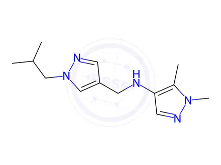 Chemical structure of N-[(1-isobutyl-1H-pyrazol-4-yl)methyl]-1,5-dimethyl-1H-pyrazol-4-amine