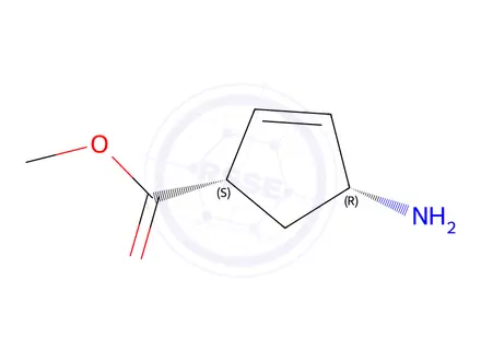 Chemical structure of 2-Cyclopentene-1-carboxylicacid,4-amino-,methylester,cis-(9CI)