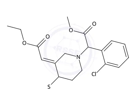 Chemical structure of (3E)-4-(Acetylthio)-α-(2-chlorophenyl)-3-(2-ethoxy-2-oxoethylidene)-1-piperidineacetic Acid Methyl Ester(Mixture of Diastereomers)