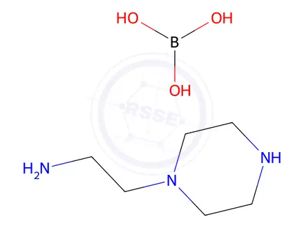 Chemical structure of orthoboric acid, compound with 2-piperazin-1-ylethylamine