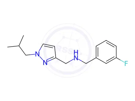 Chemical structure of 1-(3-fluorophenyl)-N-[(1-isobutyl-1H-pyrazol-3-yl)methyl]methanamine