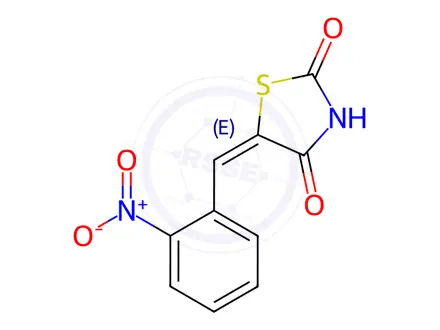 Chemical structure of 5-[(2-nitrophenyl)methylidene]thiazolidine-2,4-dione