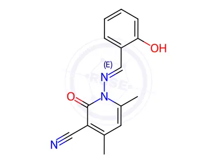 Chemical structure of 1,2-DIHYDRO-4,6-DIMETHYL-2-OXO-1-(SALICYLIDENEAMINO)-NICOTINONITRILE