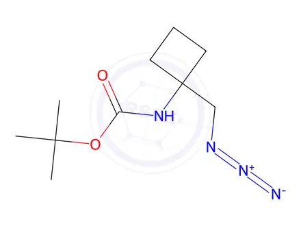 Chemical structure of tert-butyl N-[1-(azidomethyl)cyclobutyl]carbamate