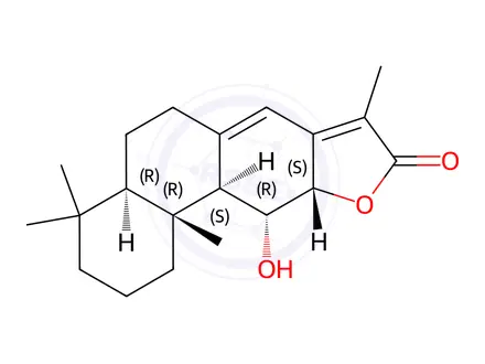 Chemical structure of ent-11α-Hydroxyabieta-8(14),13(15)-dien-16,12α-olide