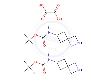 Chemical structure of tert-Butyl N-(2-azaspiro[3.3]heptan-6-yl)-N-methyl-carbamate bis(oxalic acid)