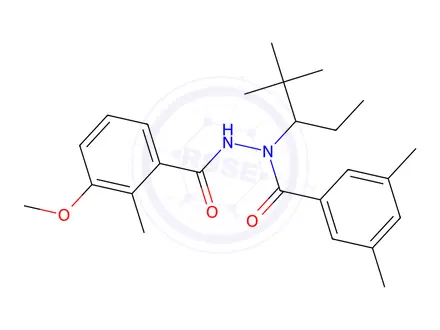 Chemical structure of N'-(3,5-dimethylbenzoyl)-N'-(2,2-dimethylpentan-3-yl)-3-methoxy-2-methylbenzohydrazide