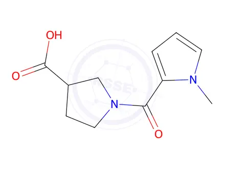 Chemical structure of 1-(1-Methyl-1H-pyrrole-2-carbonyl)pyrrolidine-3-carboxylic acid