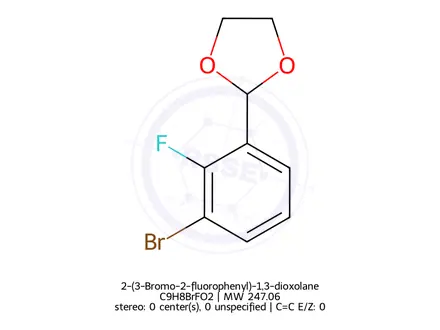 Chemical structure of 2-(3-Bromo-2-fluorophenyl)-1,3-dioxolane