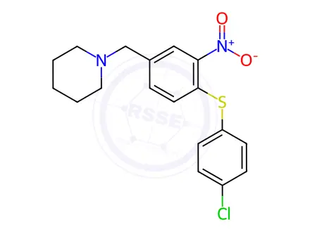 Chemical structure of 1-{4-[(4-chlorophenyl)sulfanyl]-3-nitrobenzyl}piperidine