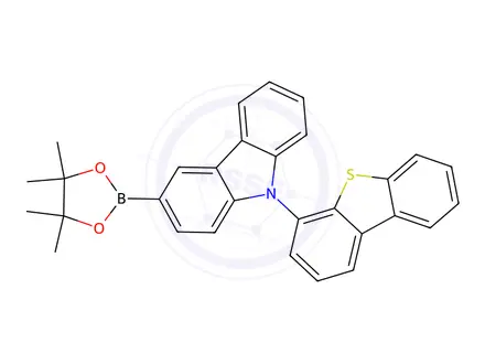 Chemical structure of 9-Dibenzothiophen-4-yl-3-(4,4,5,5-tetraMethyl-[1,3,2]dioxaborolan-2-yl)-9H-carbazole
