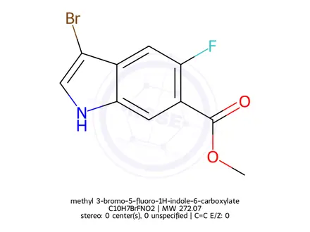 Chemical structure of methyl 3-bromo-5-fluoro-1H-indole-6-carboxylate