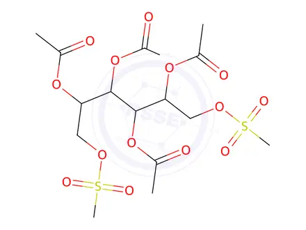 Chemical structure of 1-O,6-O-Bis(methylsulfonyl)-D-mannitol 2,3,4,5-tetraacetate