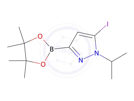 Chemical structure of 5-Iodo-1-isopropyl-3-(4,4,5,5-tetramethyl-1,3,2-dioxaborolan-2-yl)-1H-pyrazole