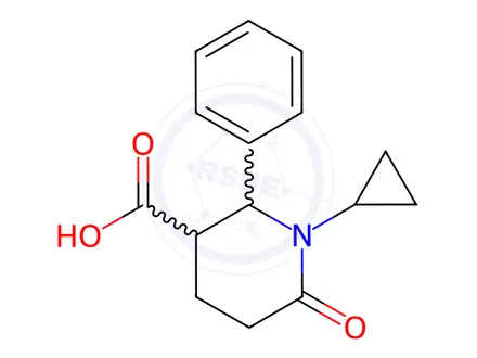 Chemical structure of 1-cyclopropyl-6-oxo-2-phenyl-3-piperidinecarboxylic acid