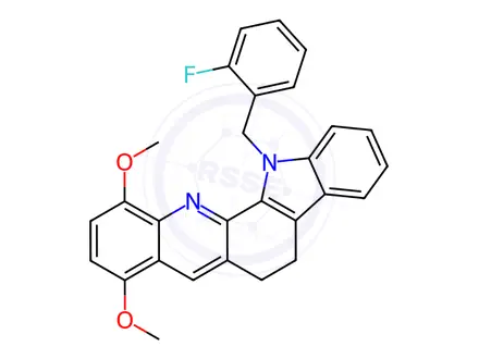 Chemical structure of 3-[(2-Fluorophenyl)methyl]-16,19-dimethoxy-3,21-diazapentacyclo[11.8.0.0^{2,10}.0^{4,9}.0^{15,20}]henicosa-1(21),2(10),4(9),5,7,13,15(20),16,18-nonaene