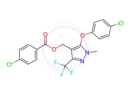 Chemical structure of (5-(4-Chlorophenoxy)-1-methyl-3-(trifluoromethyl)-1H-pyrazol-4-yl)methyl 4-chlorobenzoate