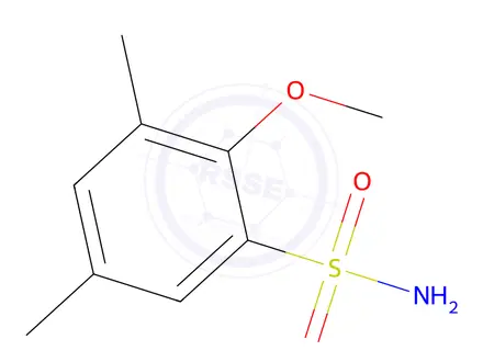 Chemical structure of 2-methoxy-3,5-dimethylbenzene-1-sulfonamide