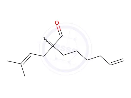 Chemical structure of 7-Octenal, 2-methyl-2-(3-methyl-2-buten-1-yl)-