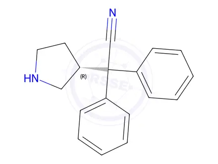 Chemical structure of (R)-2,2-diphenyl-2-(pyrrolidin-3-yl)acetonitrile