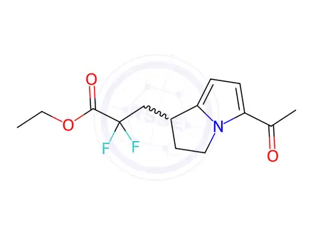 Chemical structure of ethyl 3-(5-acetyl-2,3-dihydro-1H-pyrrolizin-1-yl)-2,2-difluoro-propanoate