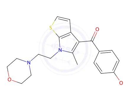Chemical structure of 4-methoxyphenyl-(5-methyl-6-(2-(4-morpholinyl)ethyl)-6H-thieno(2,3-b)pyrrol-4-yl)phenylmethanone