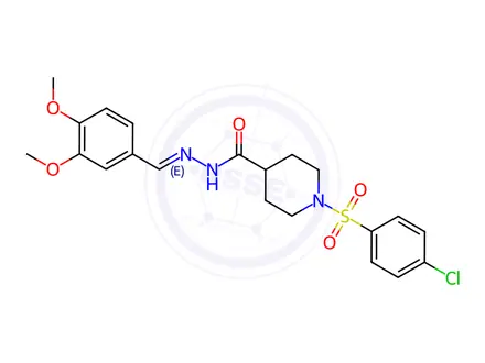 Chemical structure of 1-[(4-chlorophenyl)sulfonyl]-N'-[(E)-(3,4-dimethoxyphenyl)methylidene]-4-piperidinecarbohydrazide