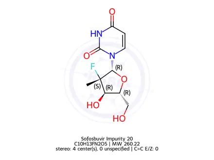 Chemical structure of 2’-epi-Sofosbuvir Desphosphate