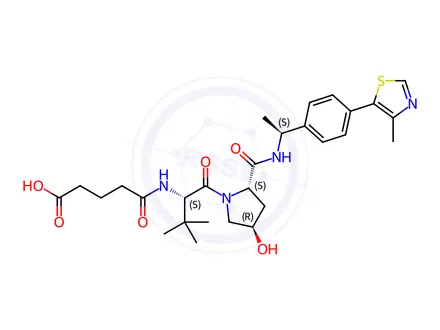 Chemical structure of 5-(((S)-1-((2S,4R)-4-hydroxy-2-(((S)-1-(4-(4-methylthiazol-5-yl)phenyl)ethyl)carbamoyl)pyrrolidin-1-yl)-3,3-dimethyl-1-oxobutan-2-yl)amino)-5-oxopentanoic acid
