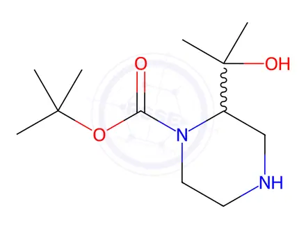 Chemical structure of 1,1-Dimethylethyl 2-(1-hydroxy-1-methylethyl)-1-piperazinecarboxylate