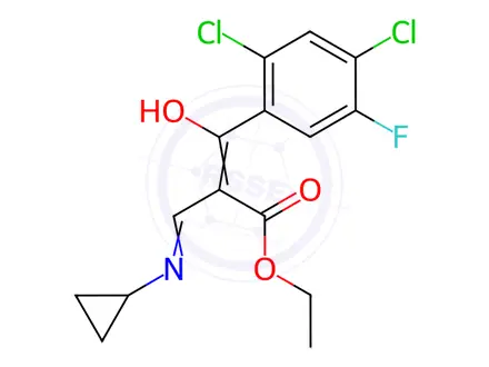 Chemical structure of Ethyl 3-(cyclopropylamino)-2-(2,4-dichloro-5-fluorobenzoyl)acrylate
