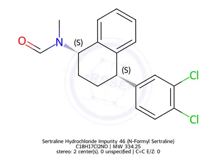 Chemical structure of Sertraline Hydrochloride Impurity 46 (N-Formyl Sertraline)