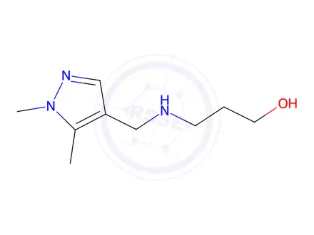 Chemical structure of 3-(((1,5-Dimethyl-1h-pyrazol-4-yl)methyl)amino)propan-1-ol