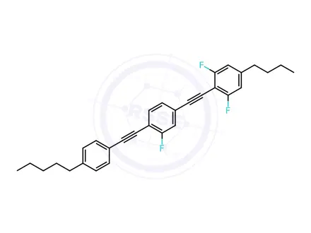Chemical structure of Benzene, 4-[2-(4-butyl-2,6-difluorophenyl)ethynyl]-2-fluoro-1-[2-(4-pentylphenyl)ethynyl]-